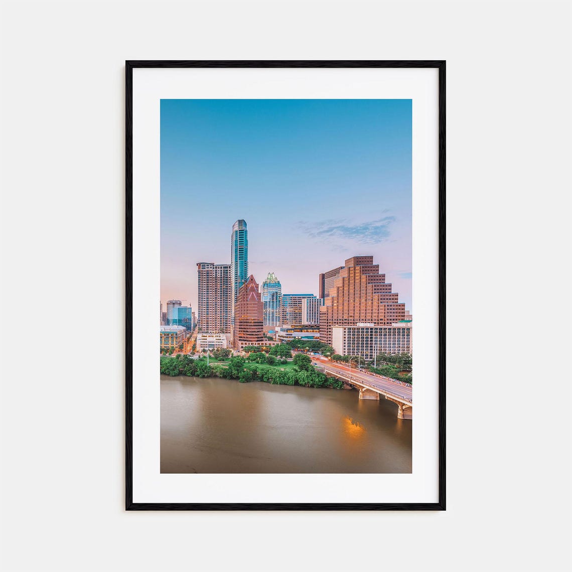 Austin Texas Downtown Skyline And Bridge Over River Photo Poster