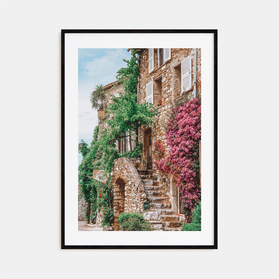 Saint Paul Village Stone Staircase Bougainvillea Alley Poster