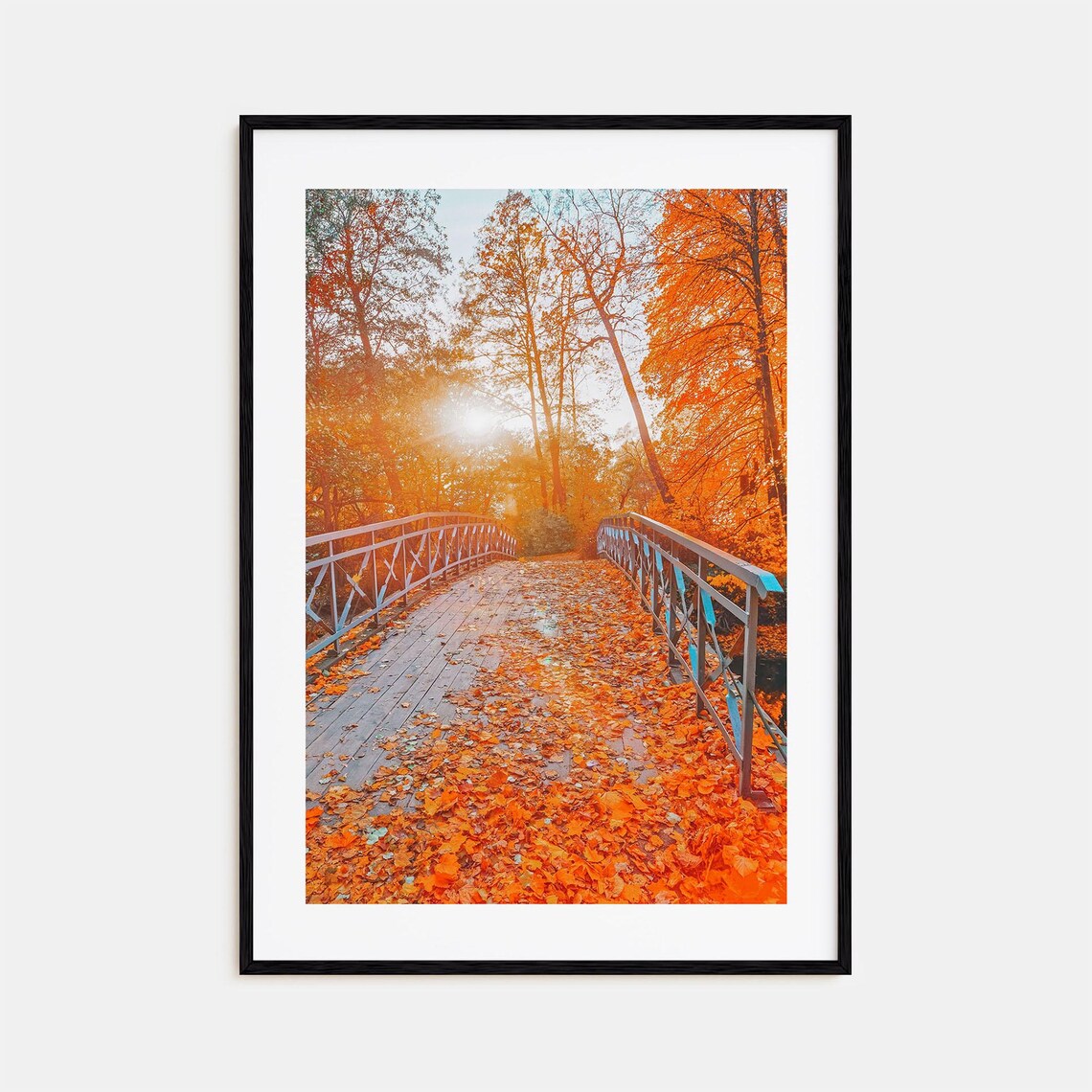 Central Park Autumn Poster Bridge of Orange Fall Leaves New York