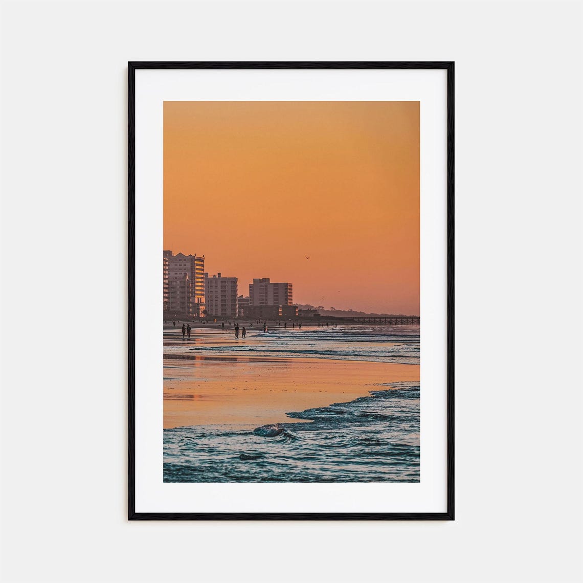 Myrtle Beach Golden Hour Shoreline Waves Reflection View Poster