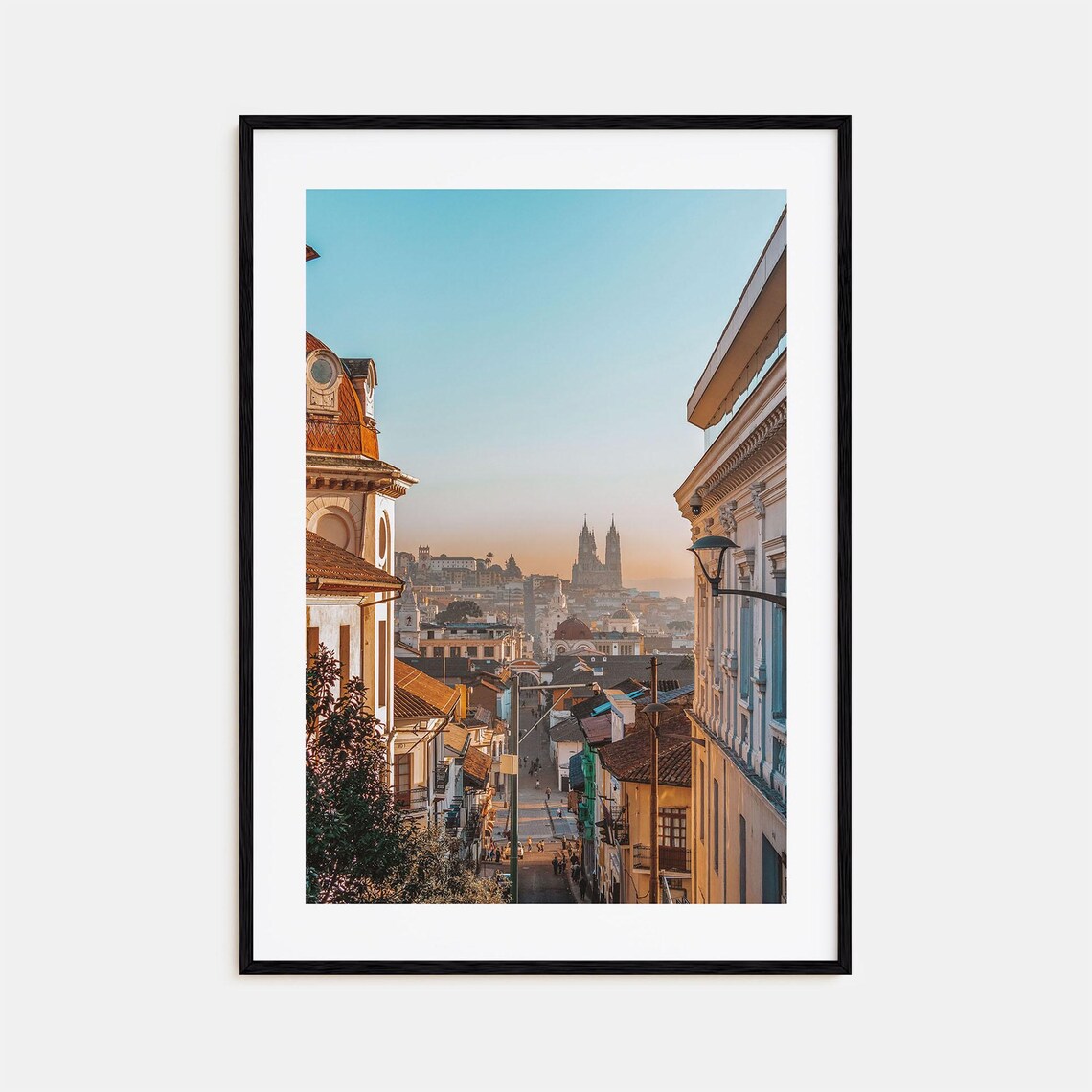 Golden Hour Colonial Street With Historic Church Spires Travel Poster