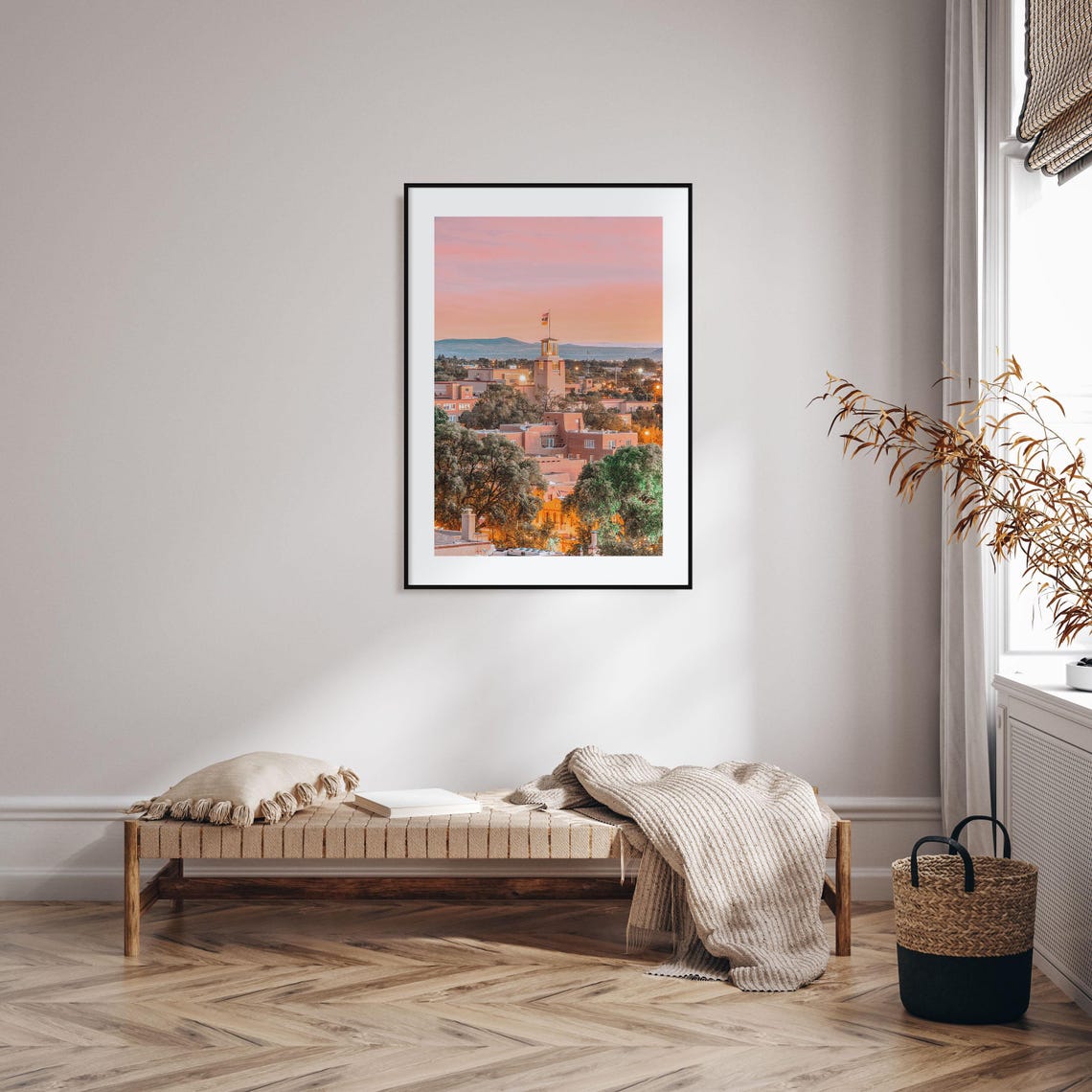 New Mexico Santa Fe Plaza Sunset Adobe Cityscape Photo Poster - Image 2