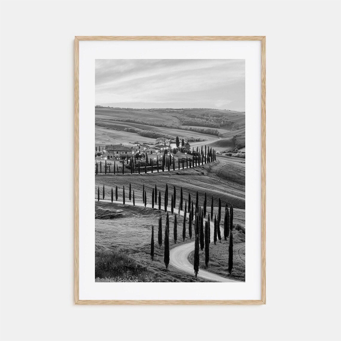 Tuscany Black and White Travel Poster, Map Art Print