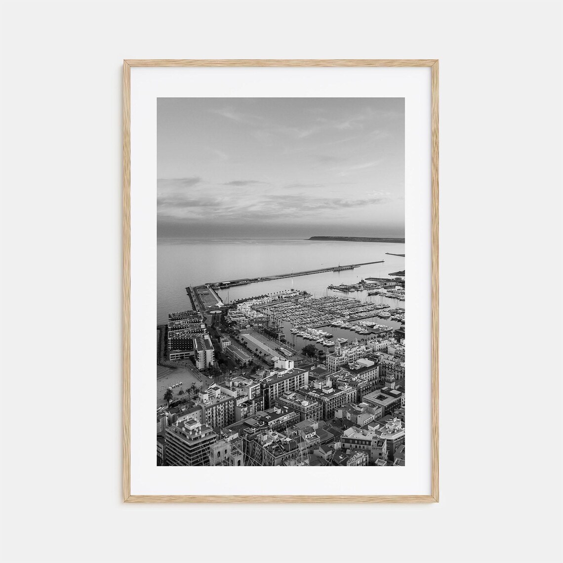 Alicante Spain Marina Port Aerial Black And White Photo Travel Poster