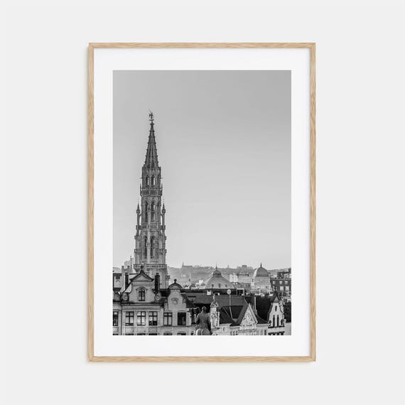 Brussels Black And White Travel Poster Art Print