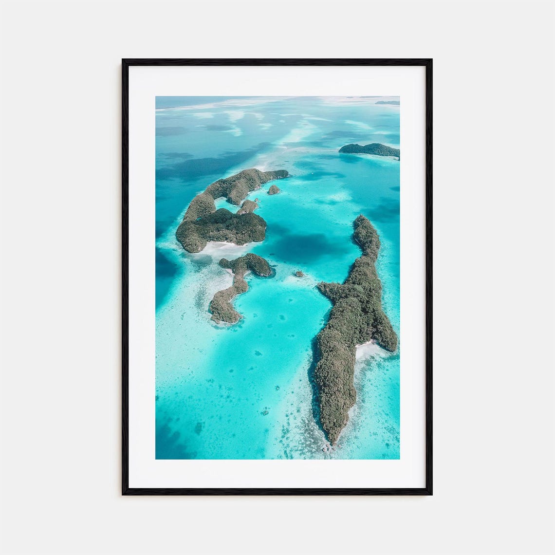 Aerial View of Tropical Islands in Turquoise Ocean Water Print