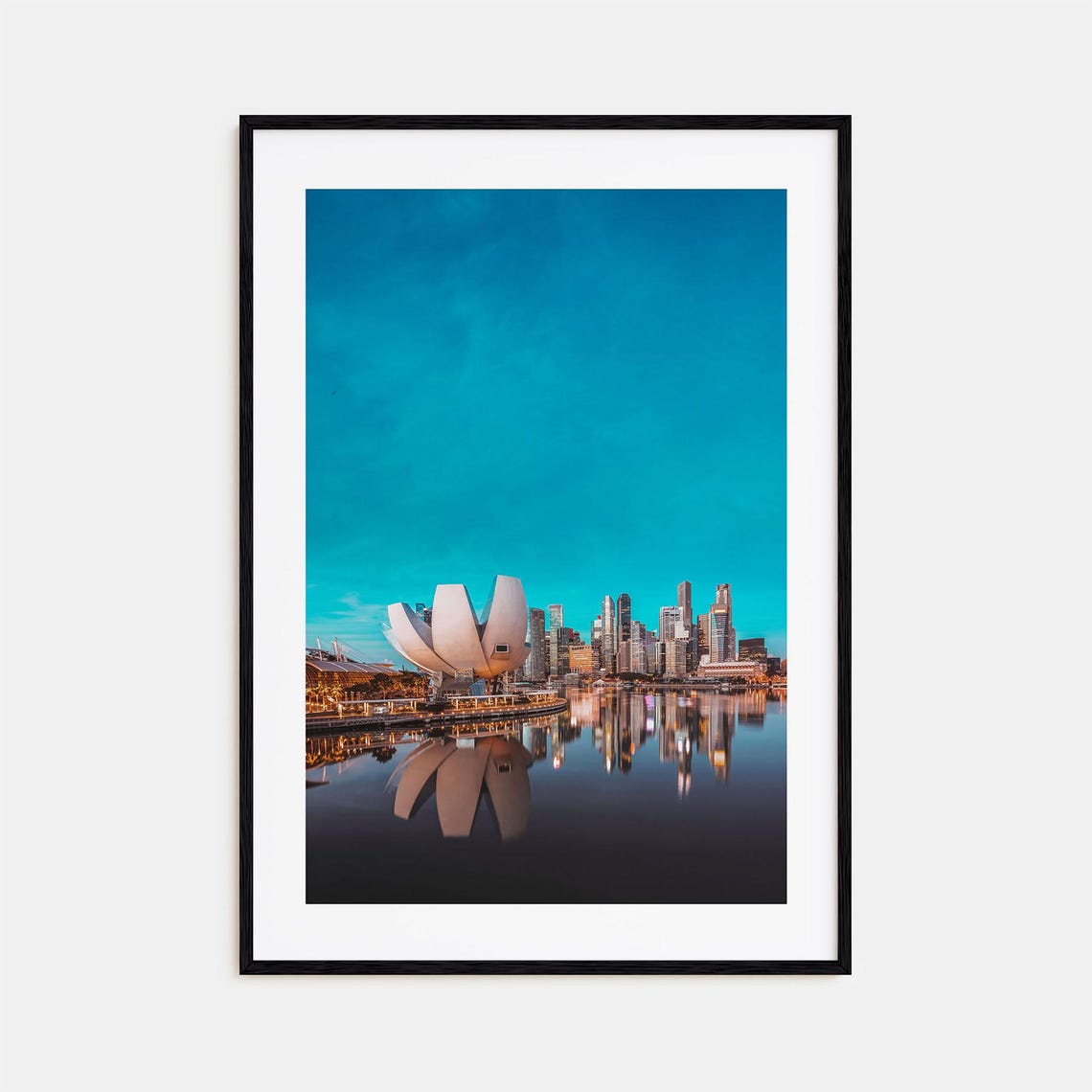 Singapore Marina Bay ArtScience Museum Skyline Reflection Poster
