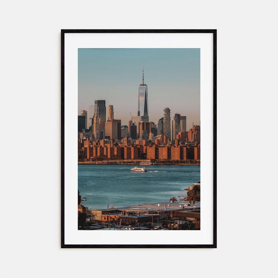 Manhattan Skyline from Brooklyn Waterfront Golden Hour Print