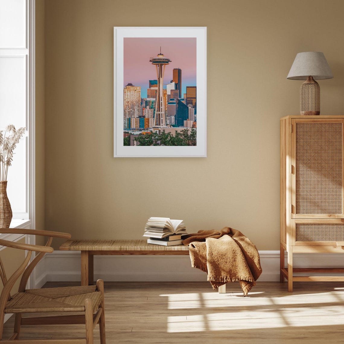 Space Needle Seattle Skyline at Pink Sunset Travel Photo Poster - Image 3