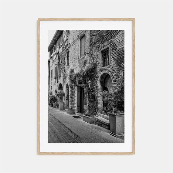Italy Streets Photo Poster, Black and White Travel Art