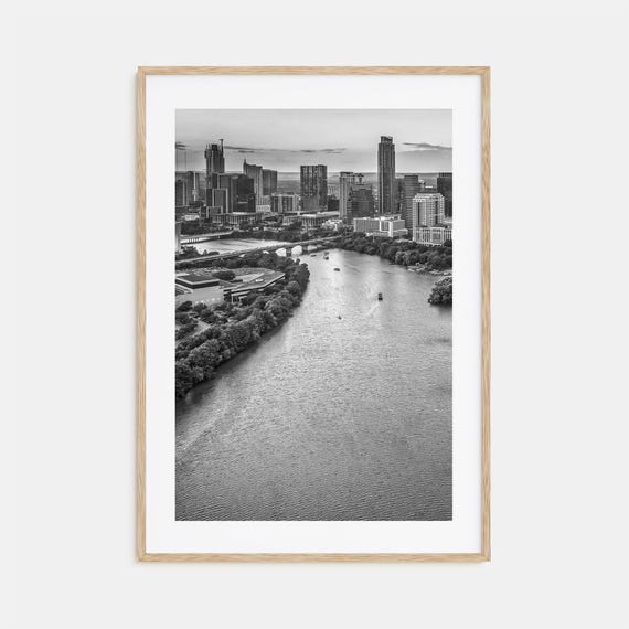 Austin Black and White Travel Poster, Wall Art Print