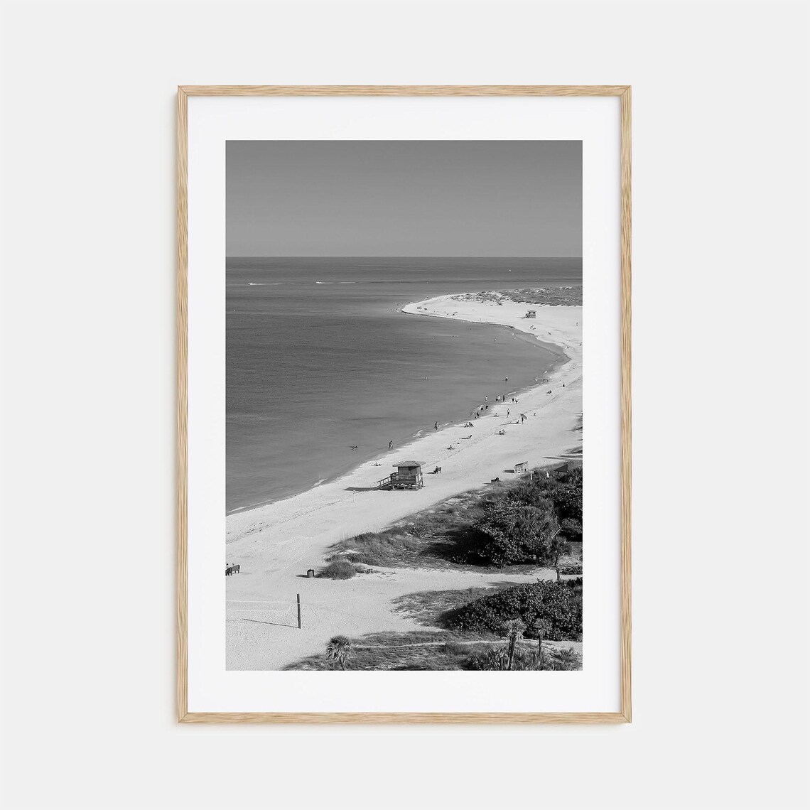 Siesta Key Travel Poster, Black and White Photo Art