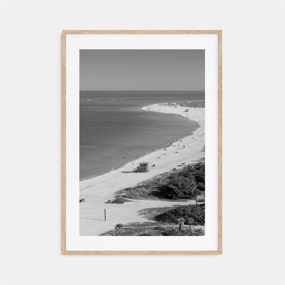 Siesta Key Travel Poster, Black and White Photo Art