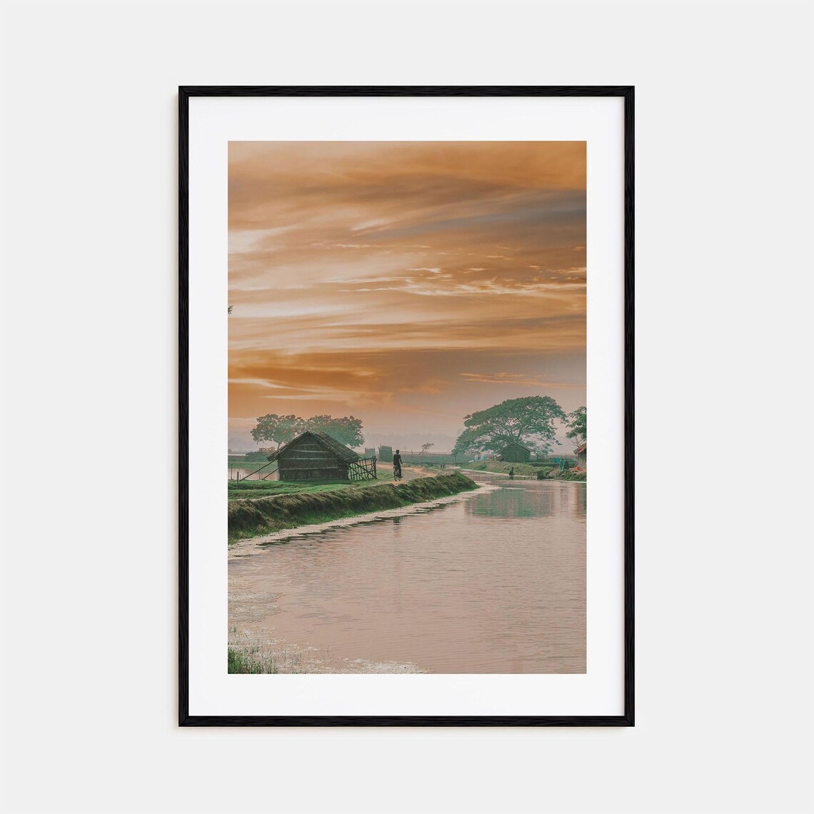 Bangladesh River Village Sunset Rural Landscape Scene Poster