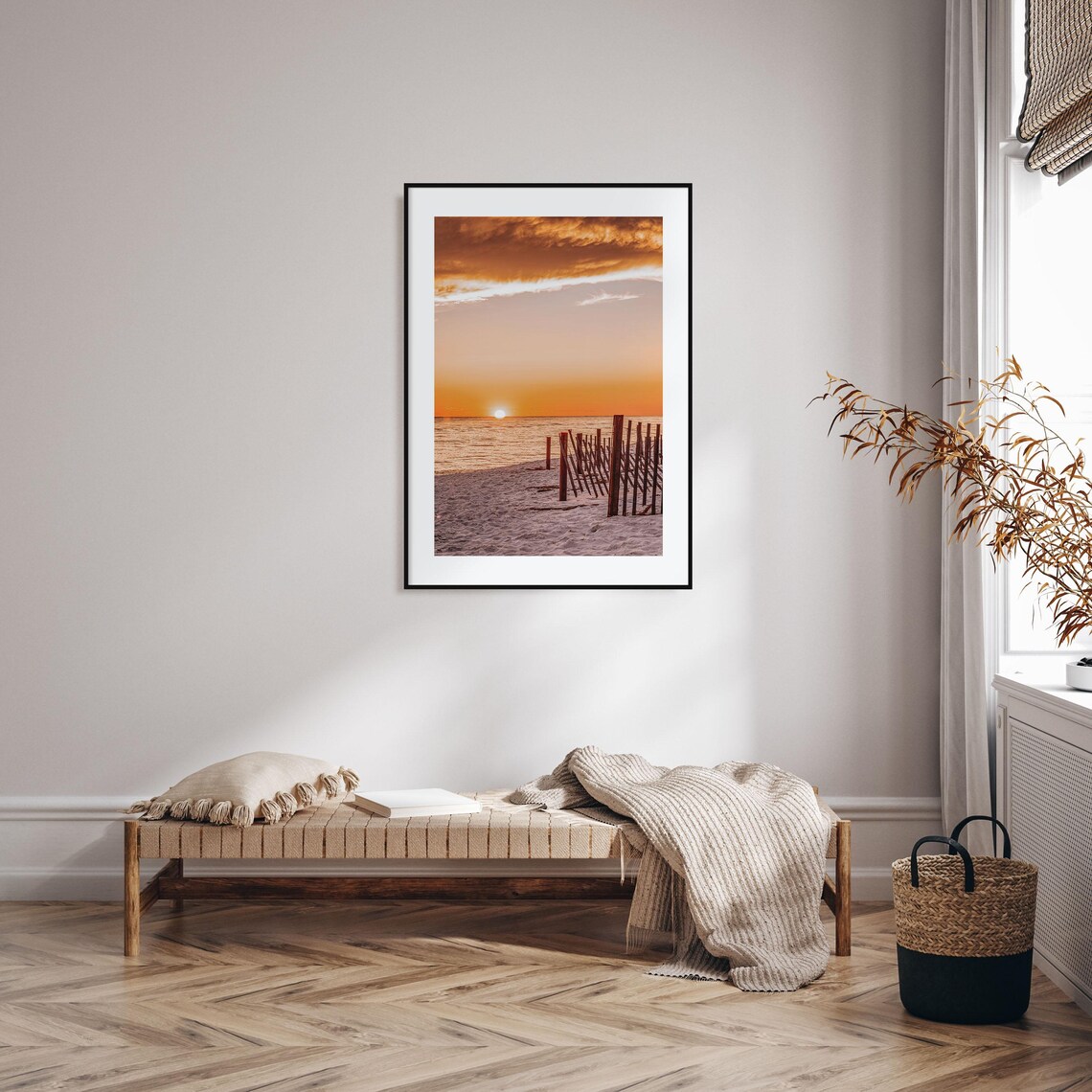 30a Florida Beach Sunset Dune Fence Ocean Horizon Photo Art Poster - Image 2