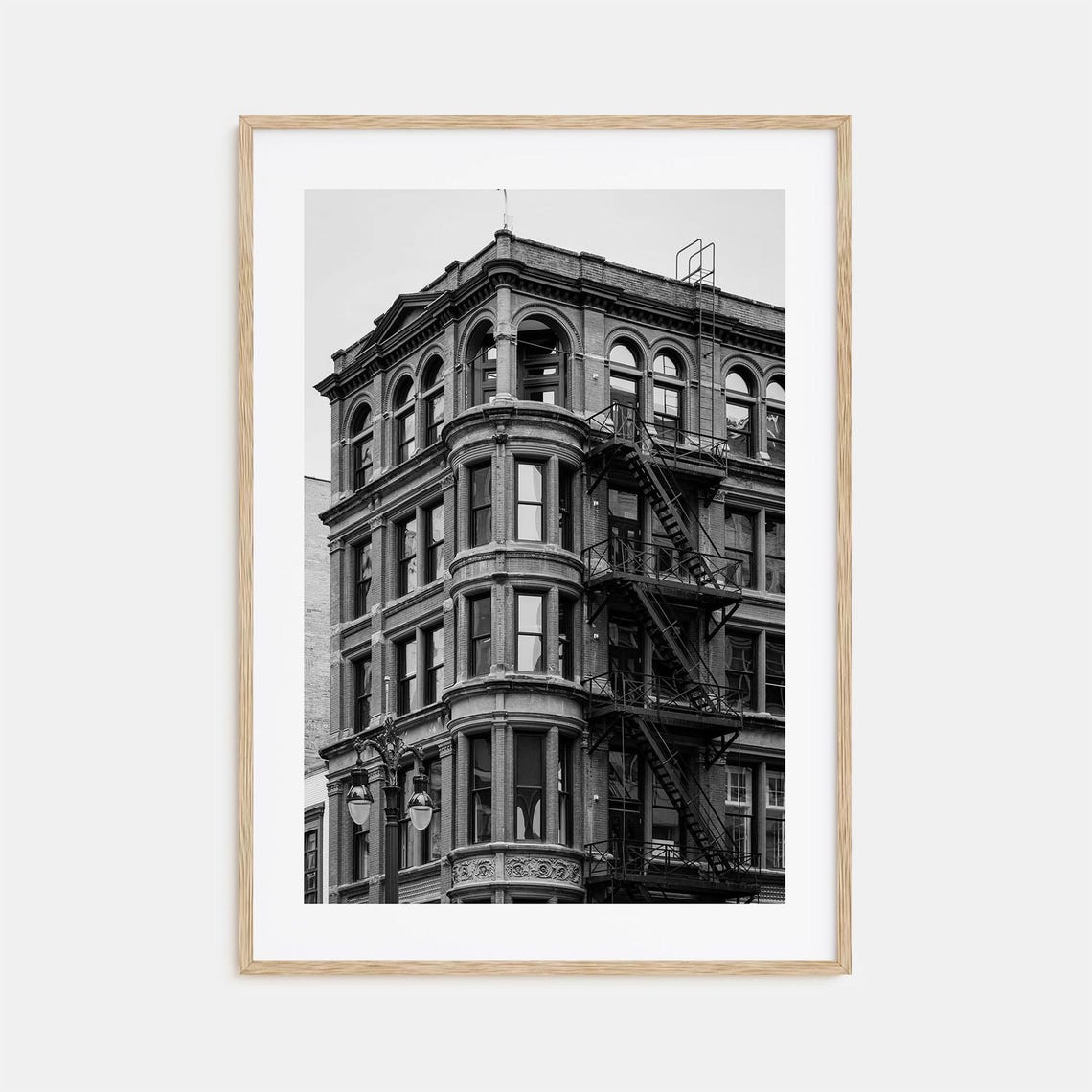 Detroit No 3 Black And White Historic Brick Fire Escape Poster