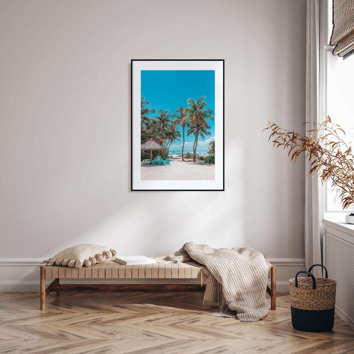 Cancun Mexico Beach Poster Palm Trees Ocean Path Tropical Art - Image 2