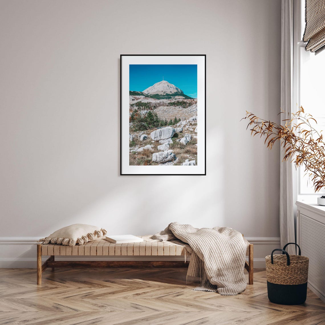 Limestone Mountain Summit Tower Rising Above Alpine Rocks Poster - Image 2