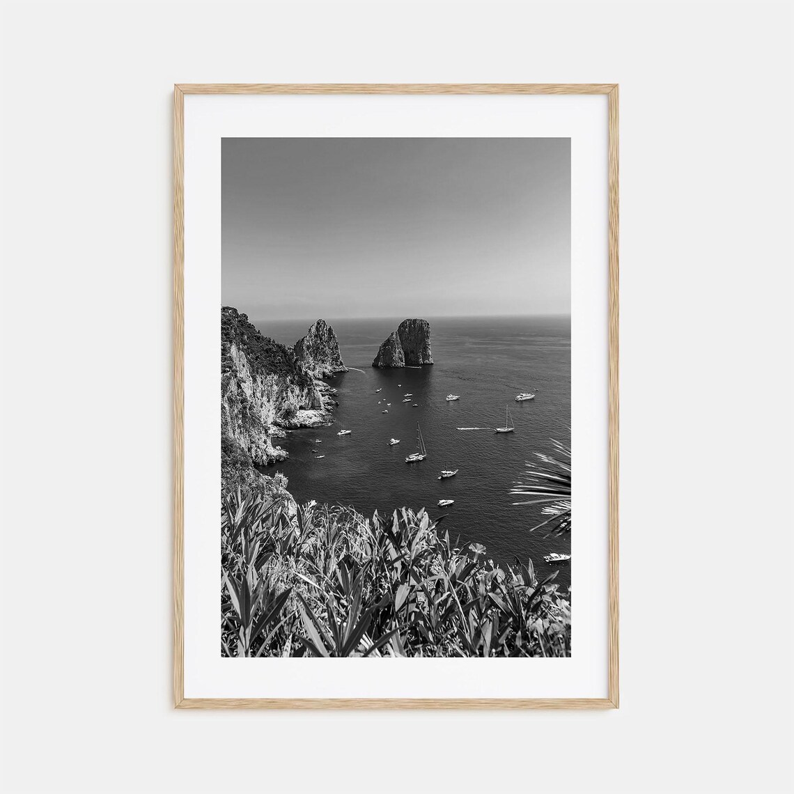 Tyrrhenian Sea Black And White Travel Poster