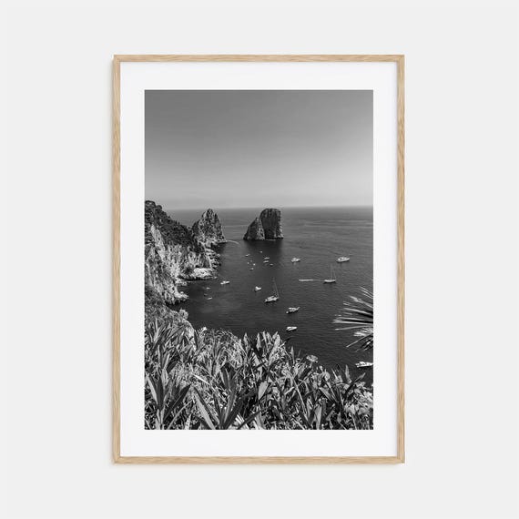 Tyrrhenian Sea Black And White Travel Poster