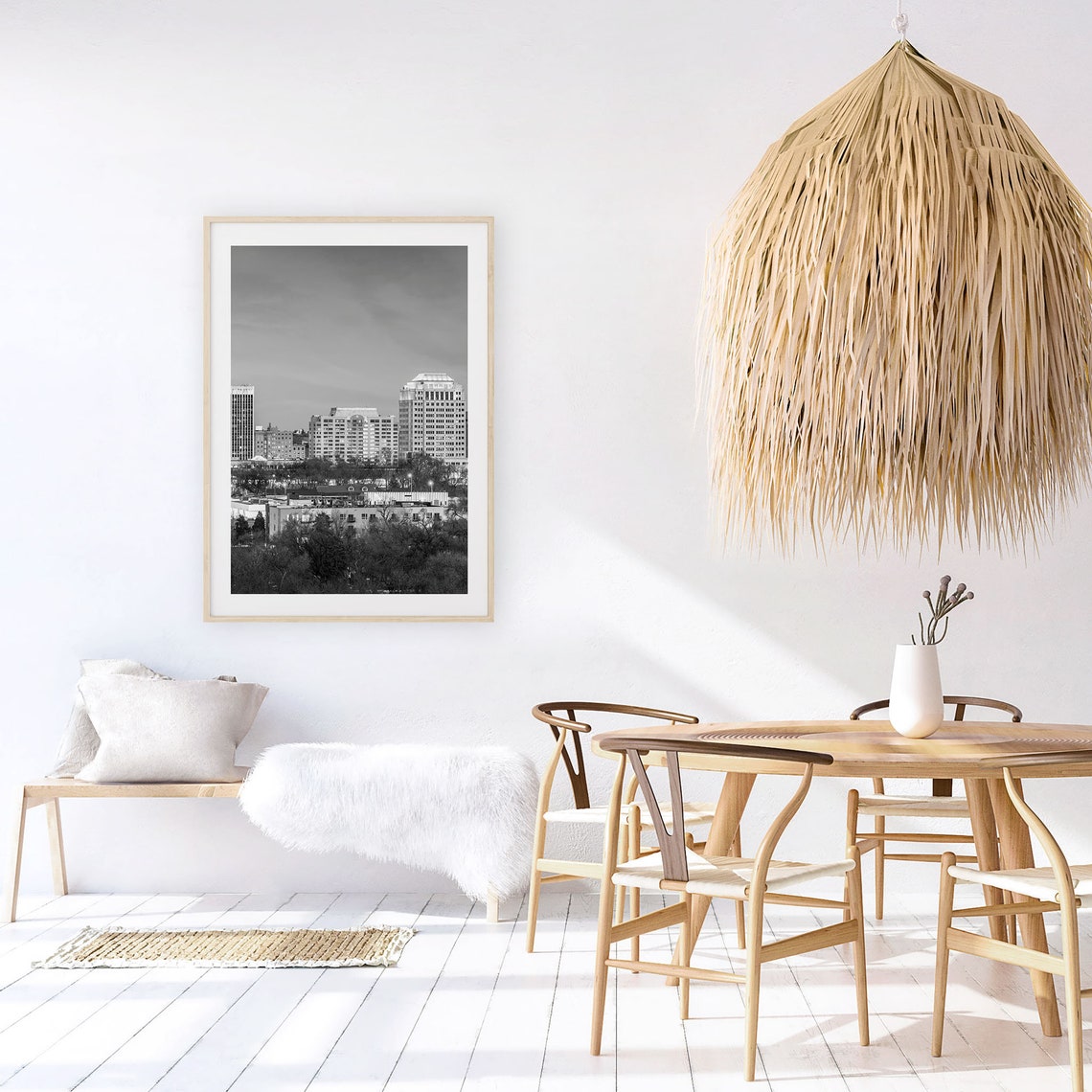 Colorado Springs Downtown Skyline At Dusk Black White Poster - Image 2
