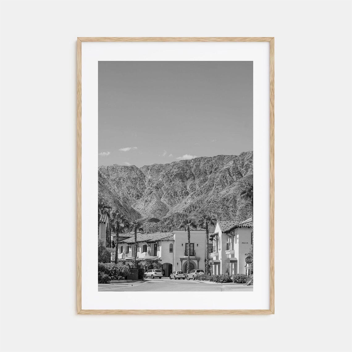 La Quinta Old Town Adobe Buildings Black And White Desert Poster
