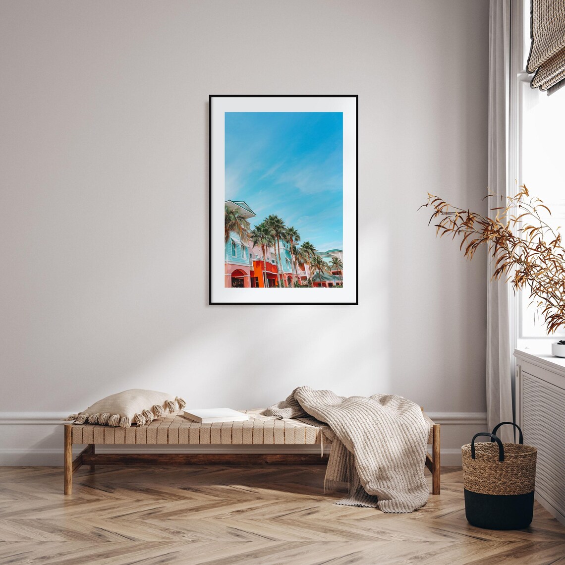 Fort Myers Florida Pastel Buildings Palm Trees Street Photo Poster - Image 2