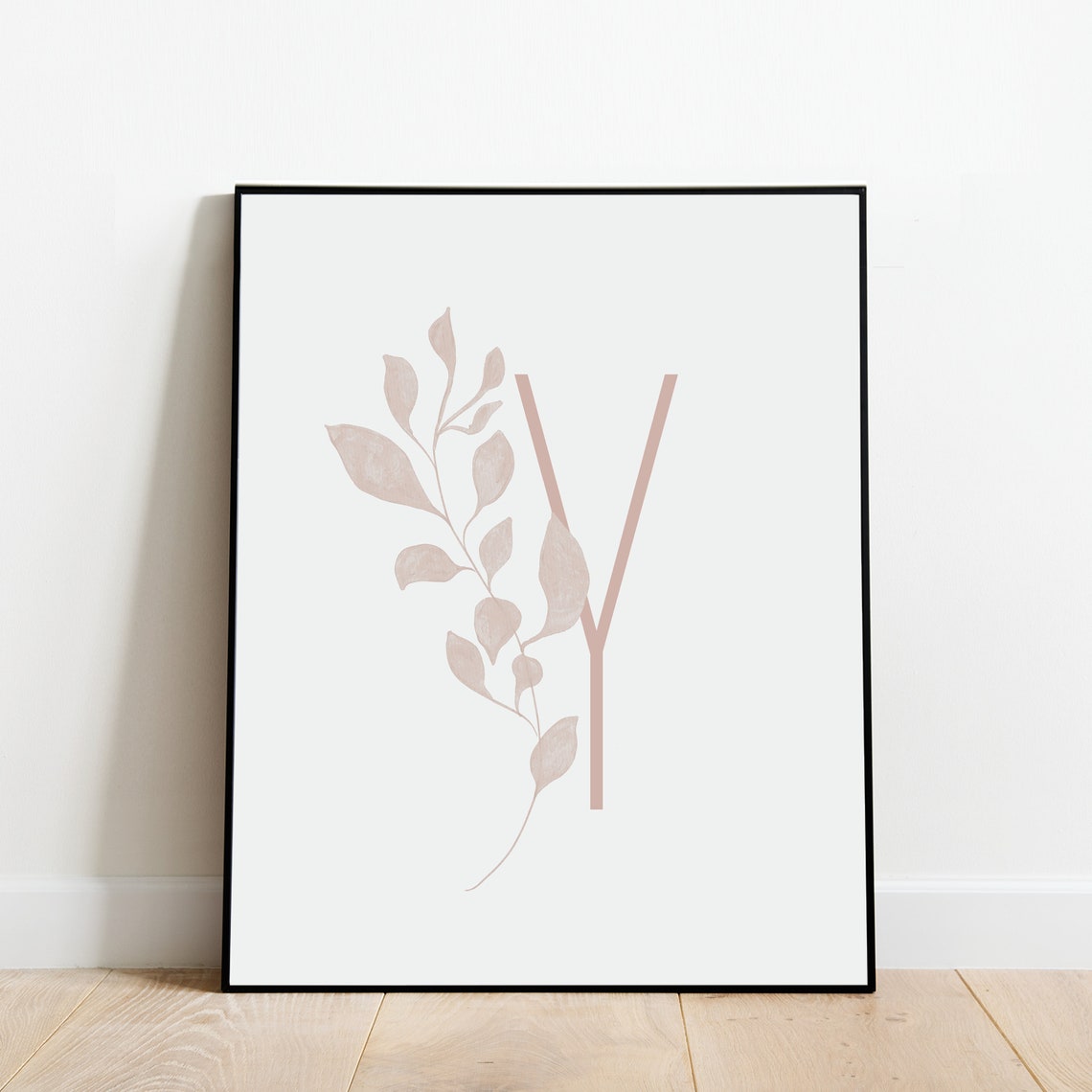 Letter Y Botanical Branch Boho Alphabet Initial Modern Wall Art - Image 4