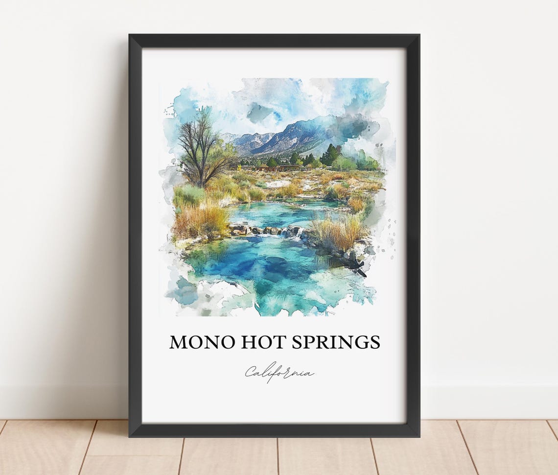 Mono Hot Springs California Sierra Oasis Watercolor Travel Poster - Image 3