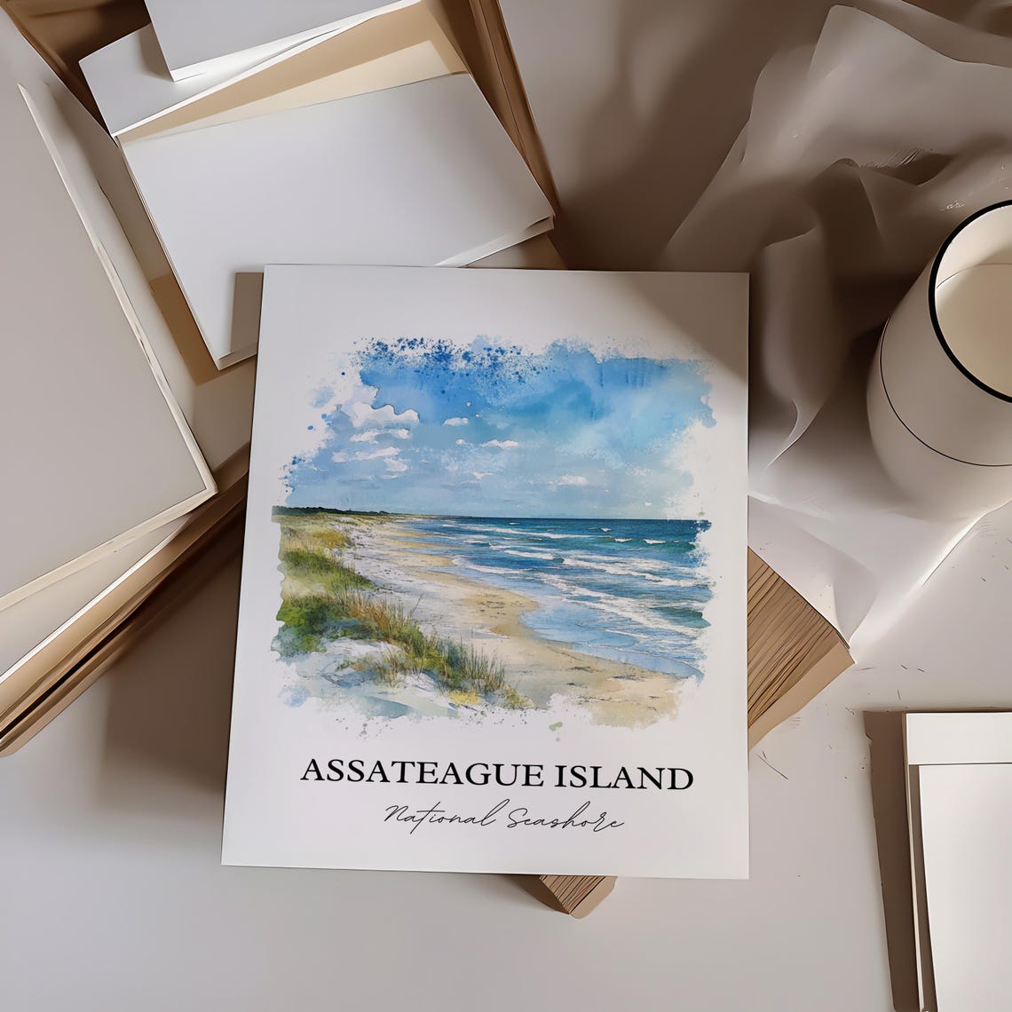Assateague Island National Seashore Beach Dune Watercolor Poster - Image 2