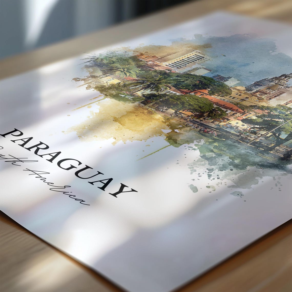 Paraguay Wall Art Print Watercolor South America Gift Travel Poster Housewarming - Image 6