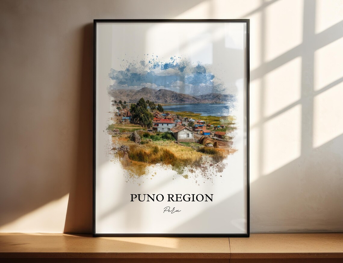 Puno Region Wall Art Peru Print Watercolor Gift Travel Poster Housewarming