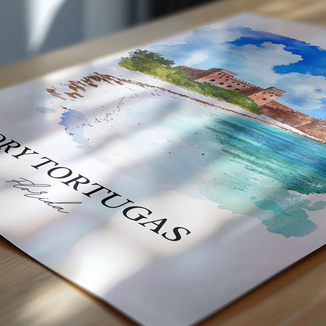 Dry Tortugas Florida Historic Fort Beach Watercolor Travel Poster - Image 6