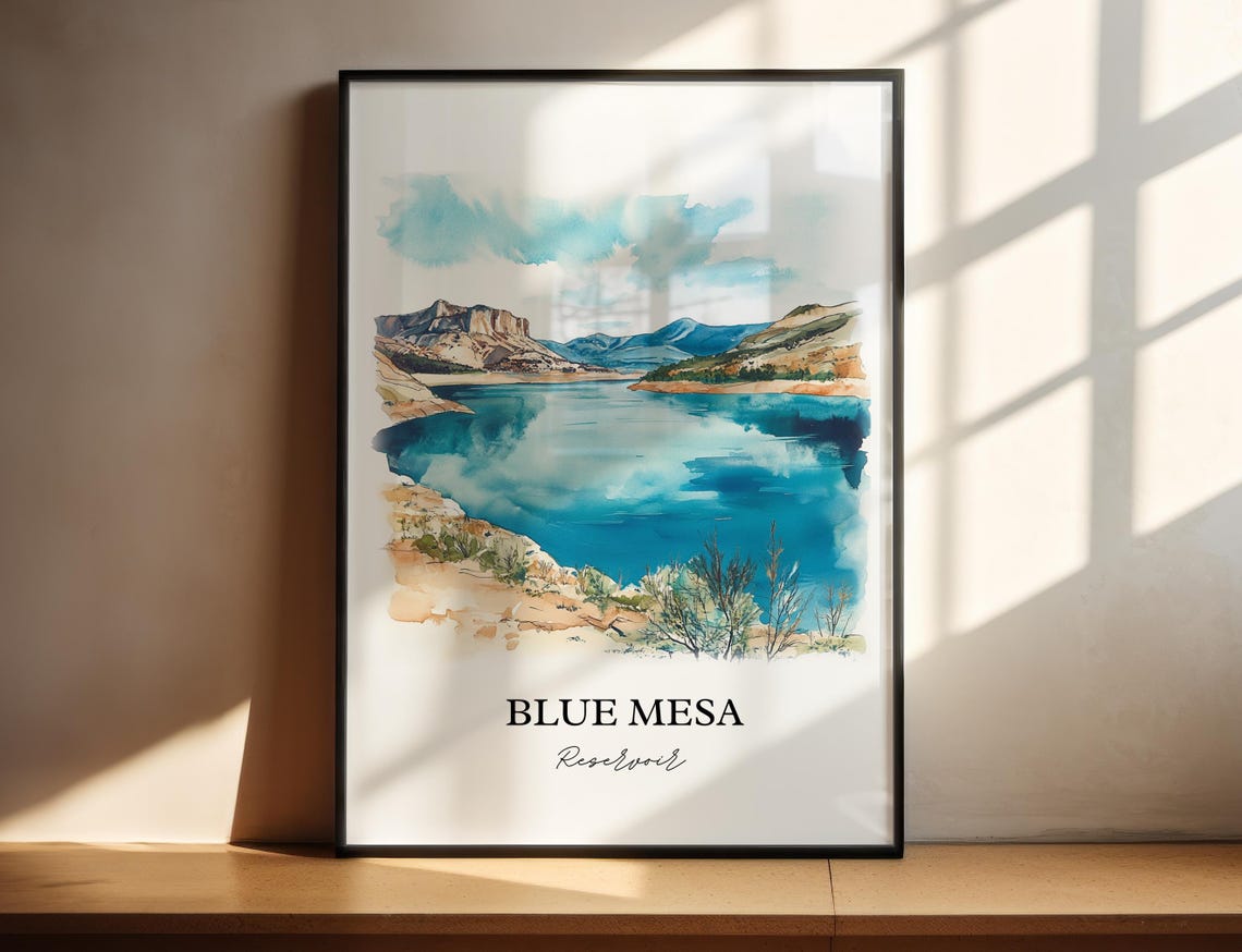 Blue Mesa Reservoir Turquoise Water Desert Mesas Watercolor Poster