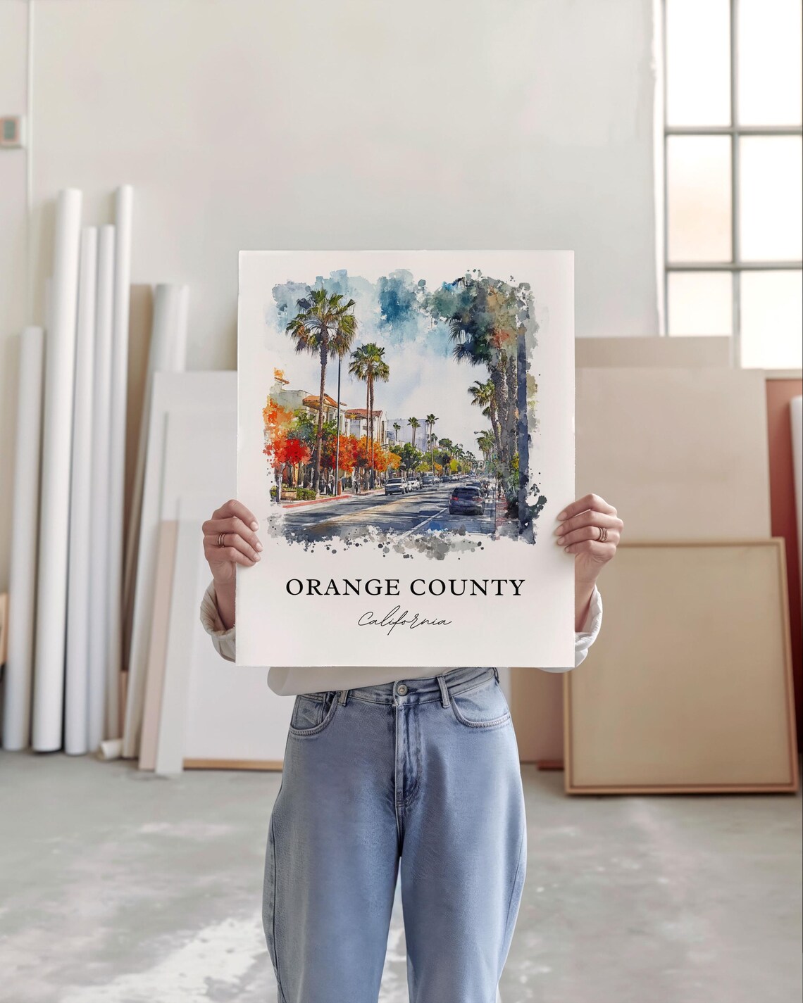 Orange County CA Watercolor Travel Poster, SoCal - Image 2