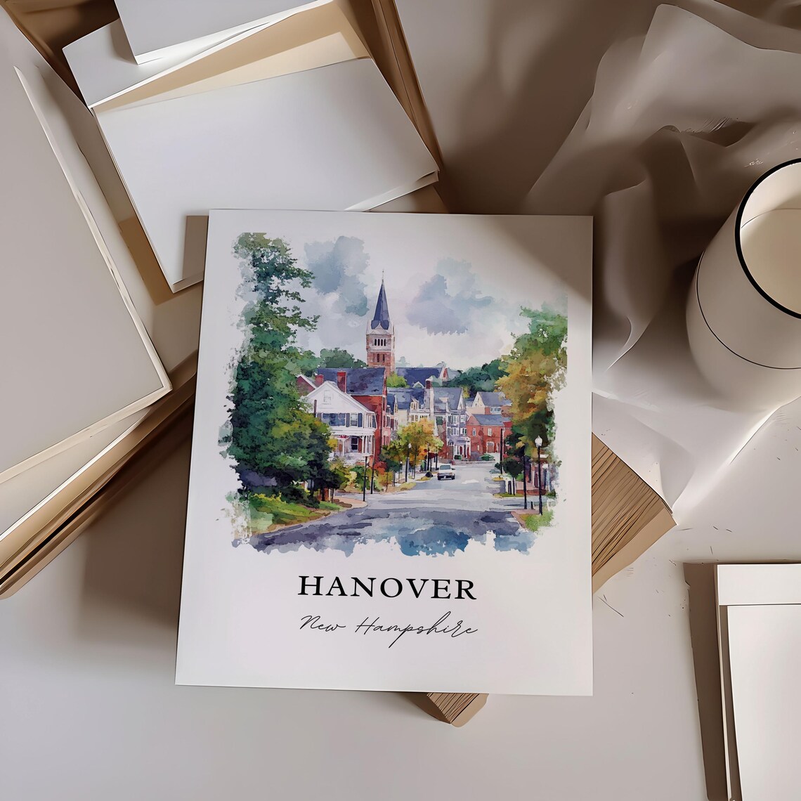 Hanover NH Watercolor Travel Poster, New Hampshire - Image 4
