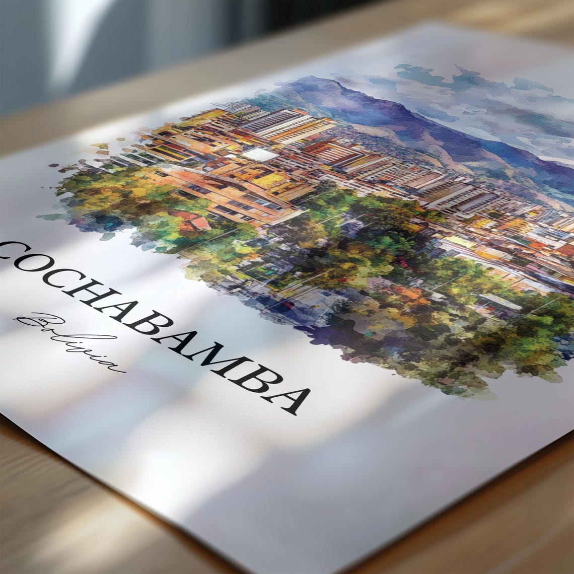 Cochabamba Wall Art Bolivia Print Watercolor Gift Travel Poster Housewarming - Image 6