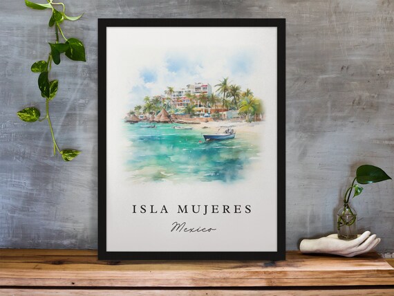 Isla Mujeres Travel Poster, Mexico Custom Text