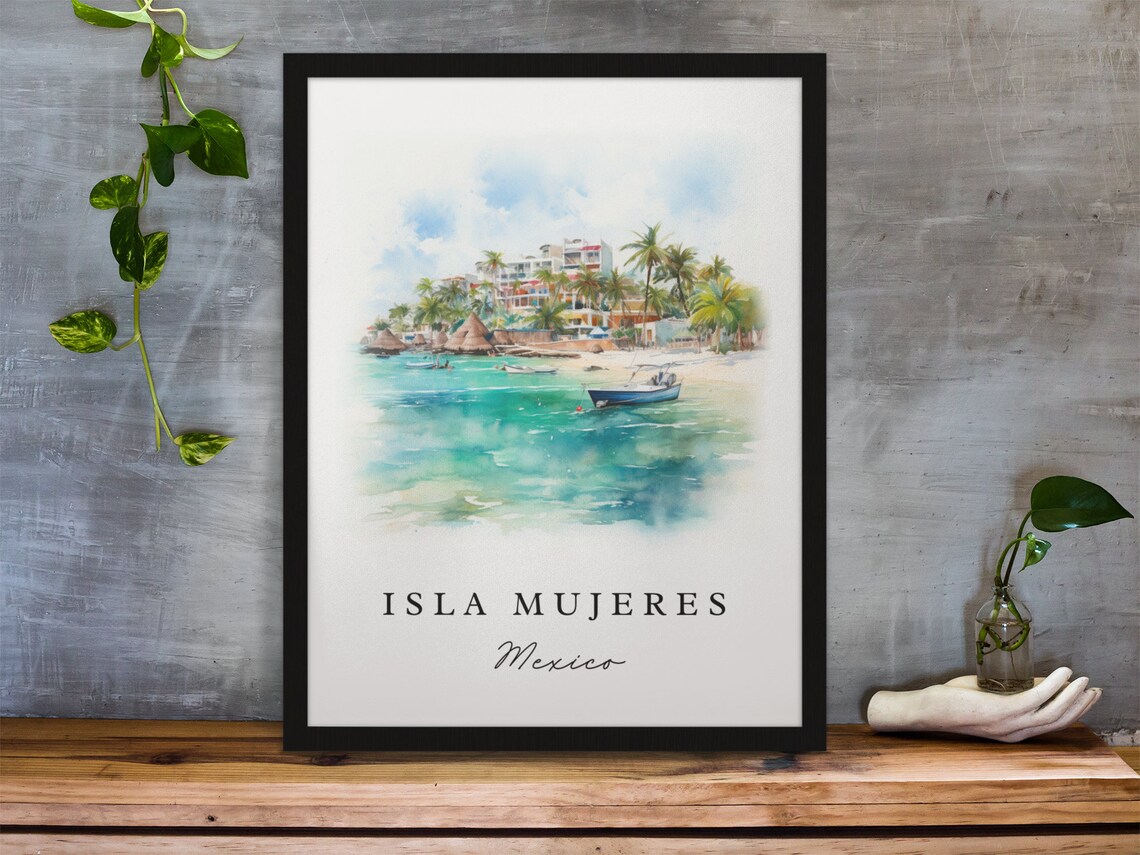 Isla Mujeres Travel Poster, Mexico Custom Text