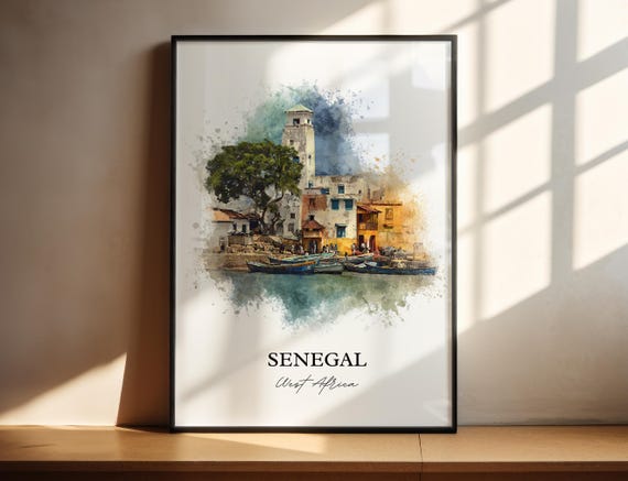Senegal Wall Art Print Watercolor Africa Gift Travel Poster Housewarming
