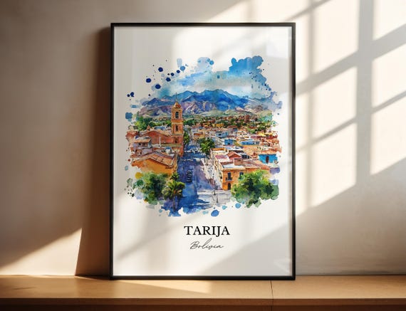 Tarija Bolivia Wall Art Frontera De Tarixa Print Watercolor Gift Travel Poster Housewarming