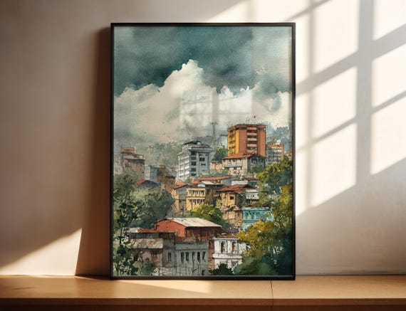 Addis Ababa Watercolor Art Travel Print Ethiopia Artwork Decor Wall