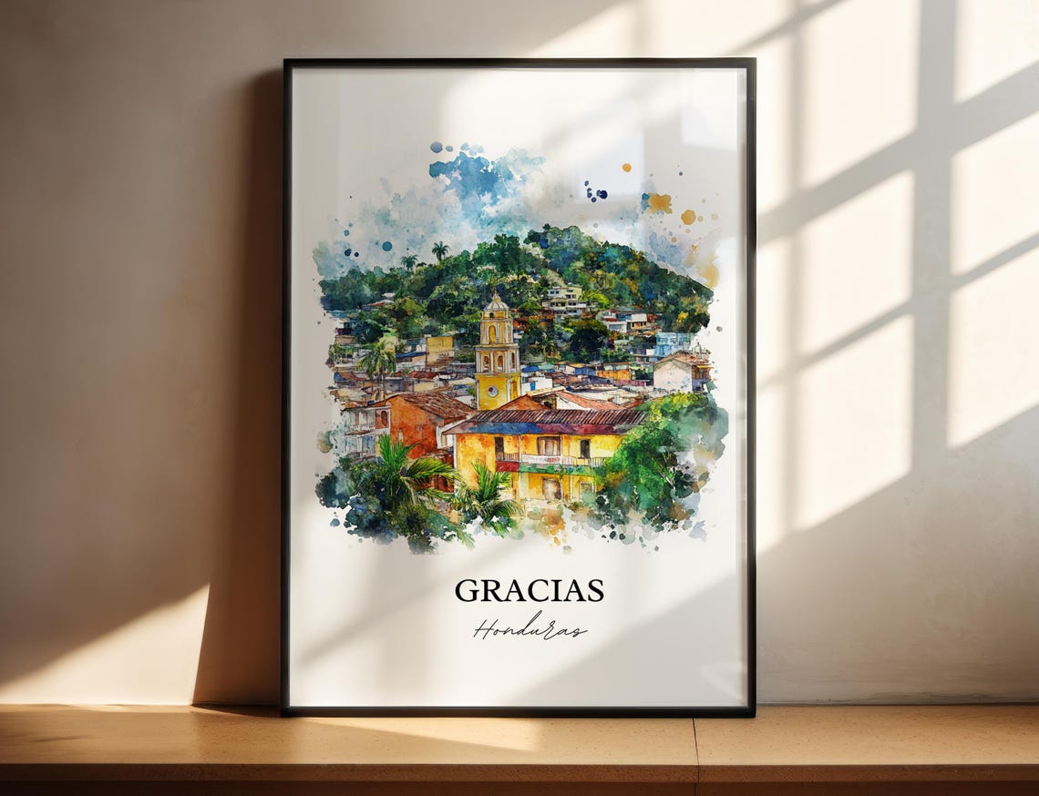 Gracias Honduras Wall Art Print Watercolor Gift Travel Poster Housewarming