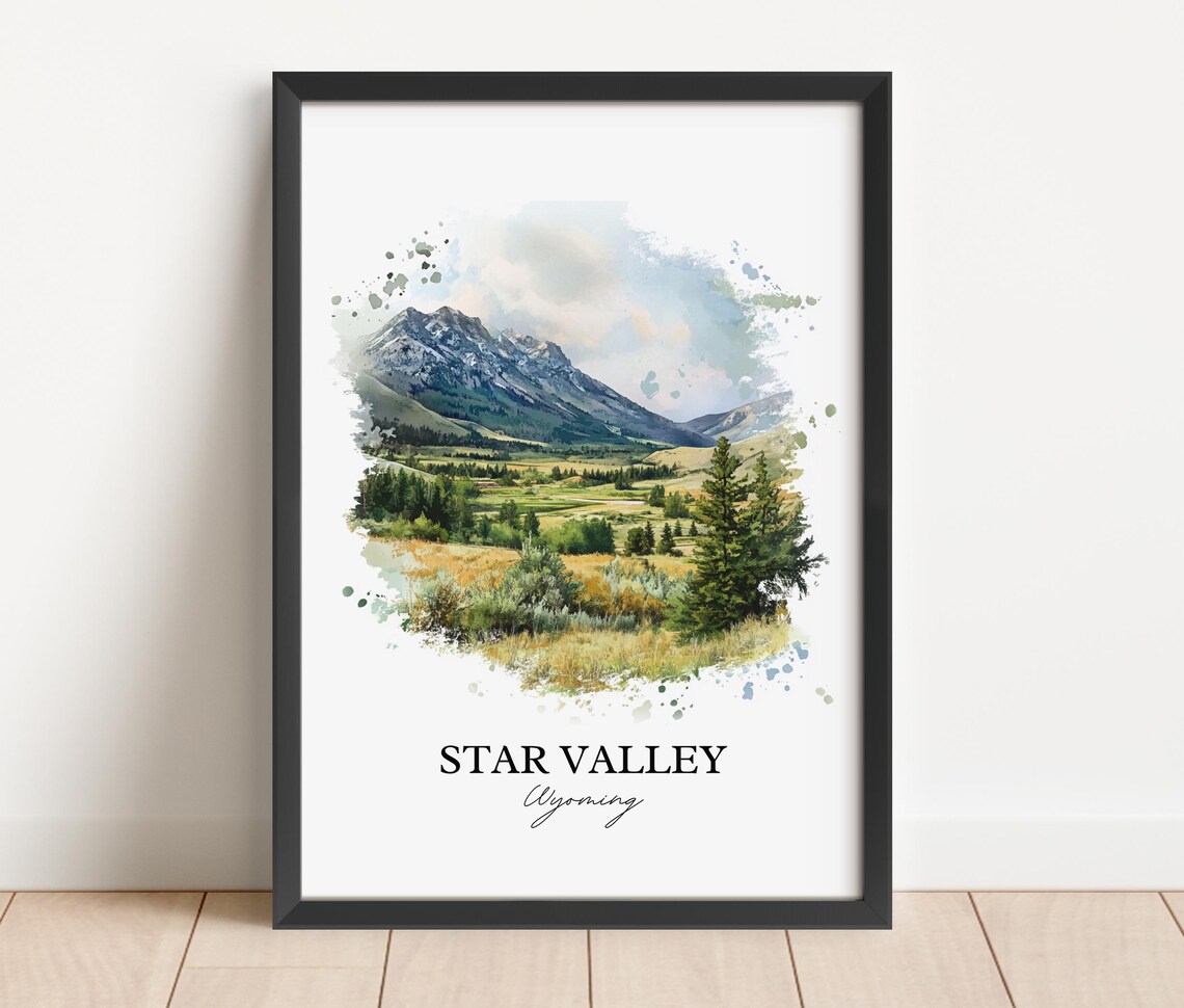 Star Valley Wyoming Mountain Meadow Landscape Watercolor Poster - Image 5