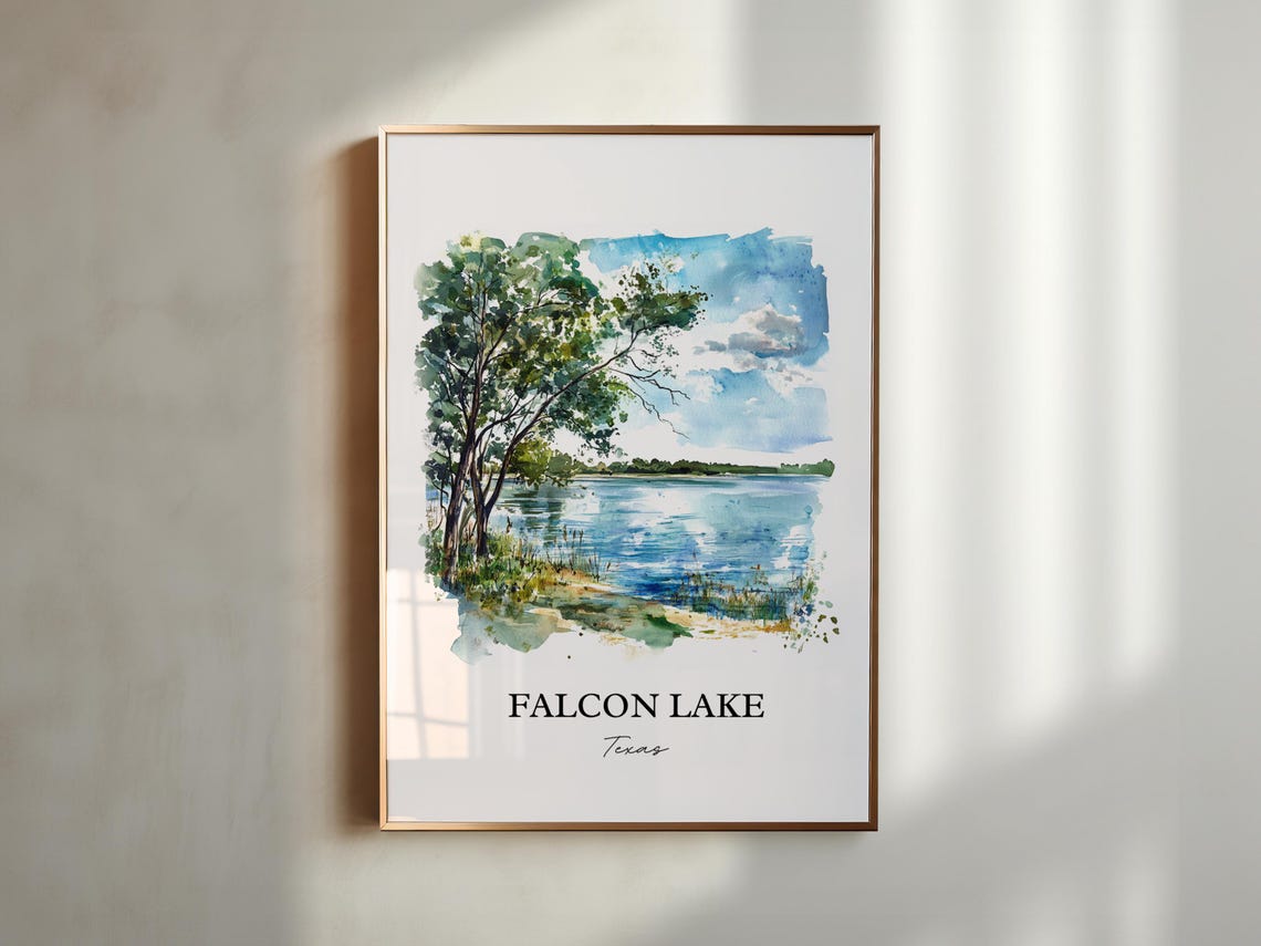 Falcon Lake Texas Lakeside Tree Watercolor Nature Travel Poster - Image 5