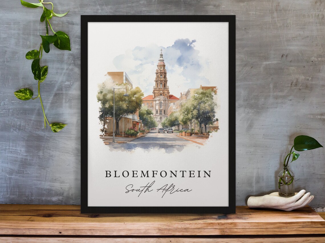 Bloemfontein South Africa Cathedral Street Watercolor Poster