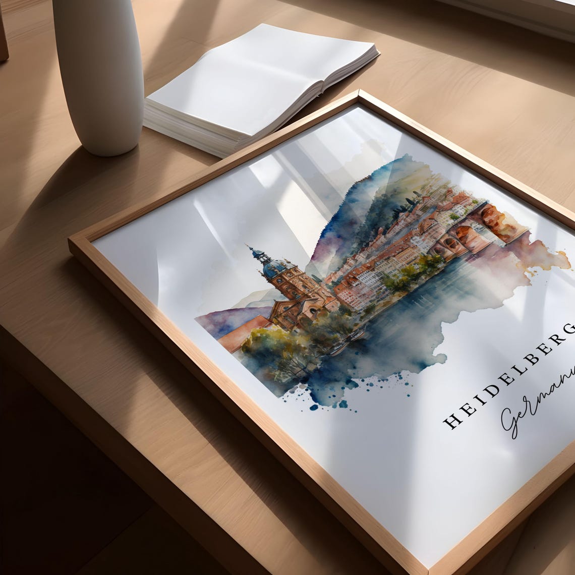 Heidelberg Watercolor Travel Poster, Germany Art Print - Image 4