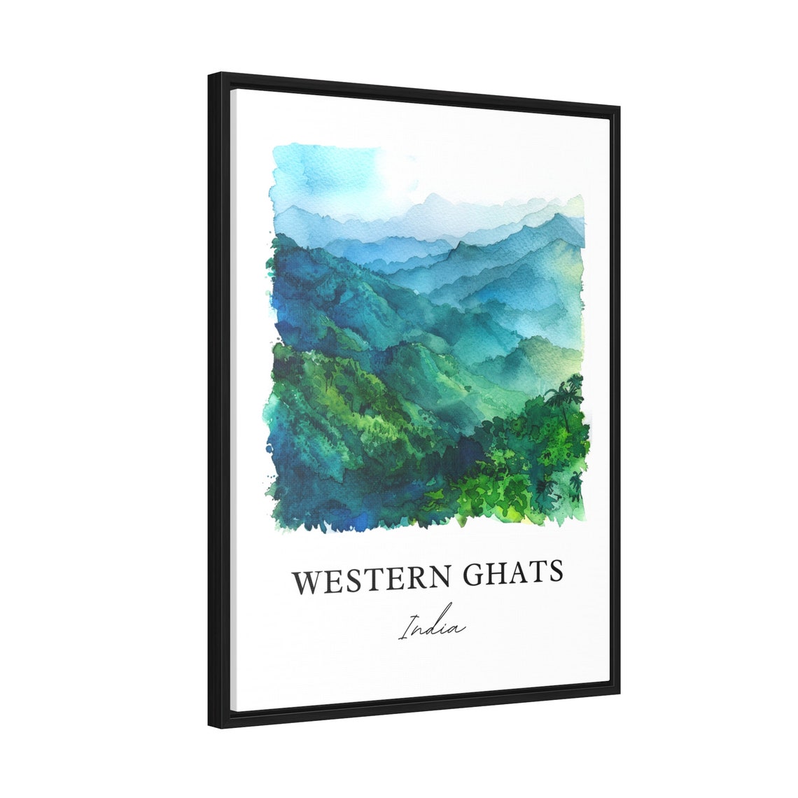 Western Ghats India Emerald Mountain Ridges Watercolor Travel Poster - Image 2