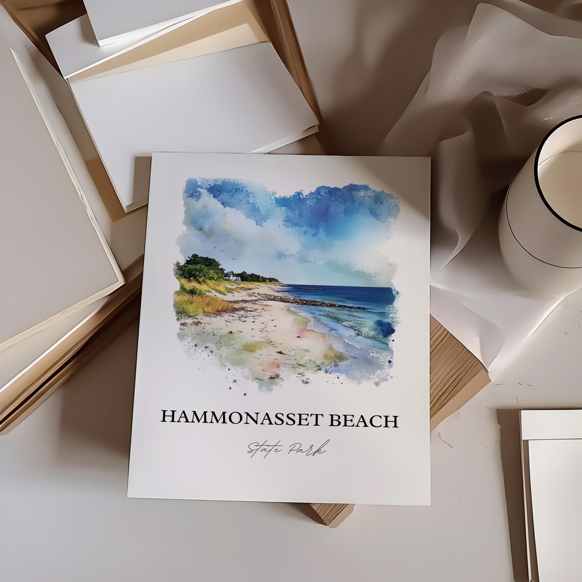 Hammonasset Beach, Connecticut Watercolor Travel Poster - Image 2