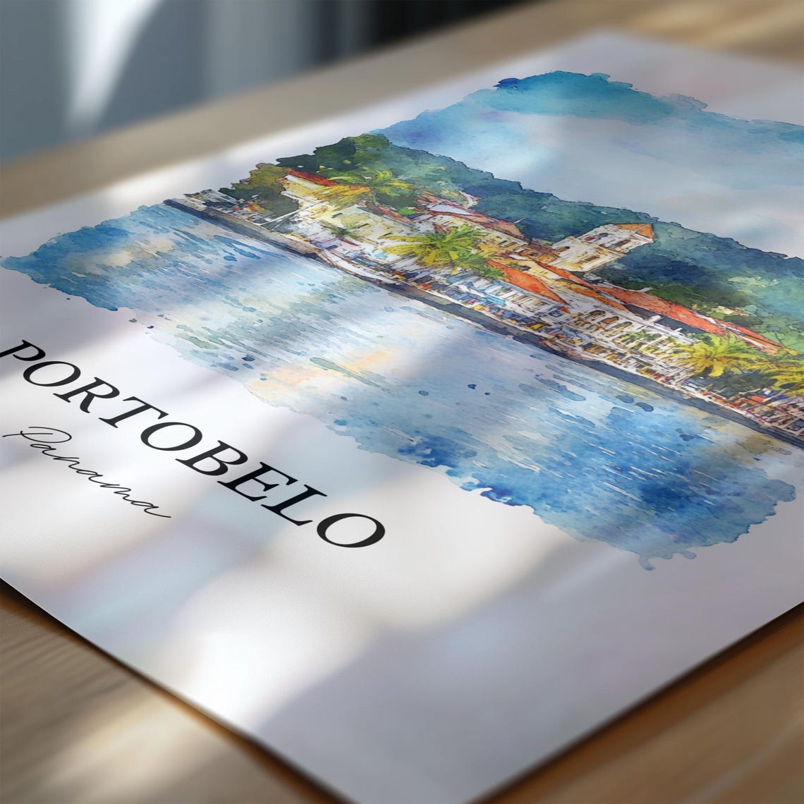 Portobelo Panama Watercolor Waterfront Church Town Travel Poster - Image 6